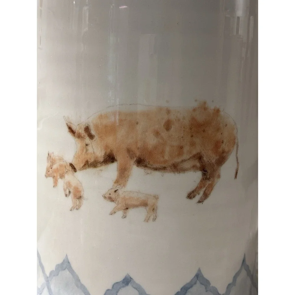 Pier 1 Imports Ceramic Farm Country Pig Large Canister Storage Jar